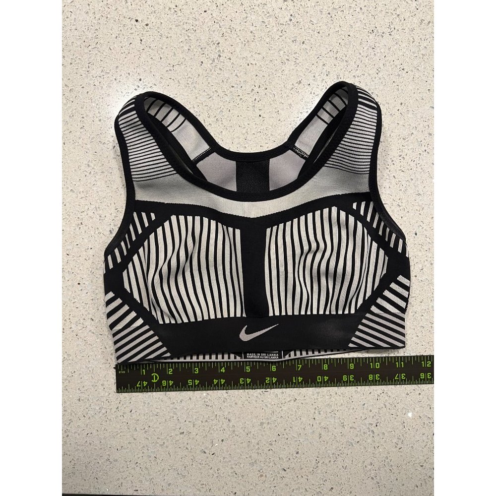 Nike FE/NOM Flyknit Women's High-Support Non-Padded Sports Bra- Black/Grey/White - Picture 1 of 6